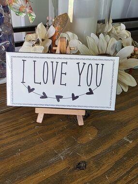 Rustic 'I Love You' White & Black Mini Sign